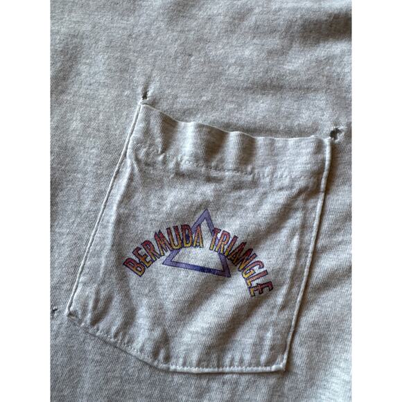 VTG Bermuda Triangle Arachnid USA Made Single Stitch Distressed L Gray Tech Tee - Picture 4 of 9